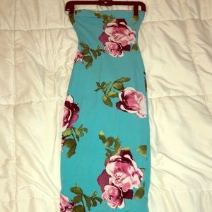 Blue floral tube dress